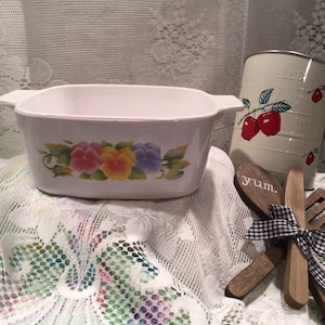 Corning Ware wit vierkant vintage zomer blush viooltje 1-1 / 2 QT braadpan D