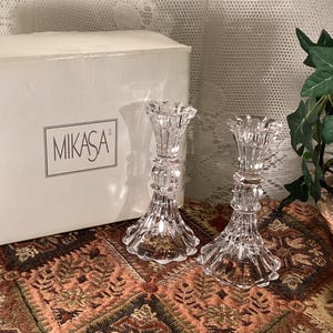 Mikasa Crystal Sterling Oxford Candle Sticks 5”  With Box