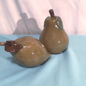 Glazed  Fruit Pear And Fruit 2pc Pottery Large