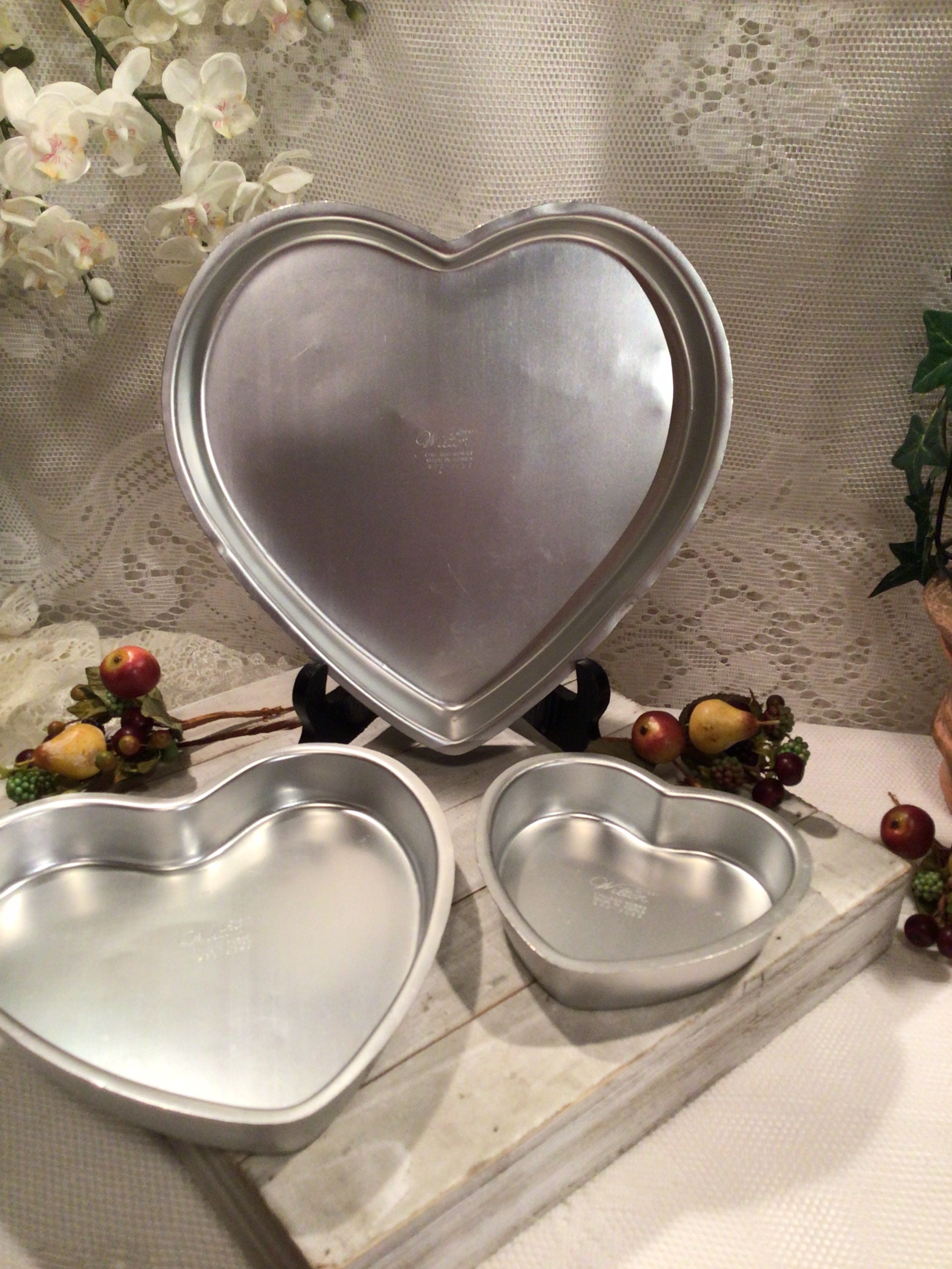 HOMSFOU 2pcs Heart Cake Mold Baking Heart Shaped Tart Pan Pullman