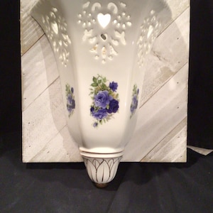 Formalities by Baum Bros Blue Floral Wall Planter w/Gold Trim
