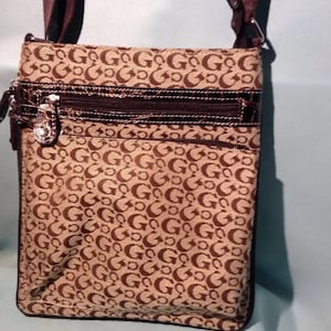 Brown and Beige Messenger Crossbody Handbag