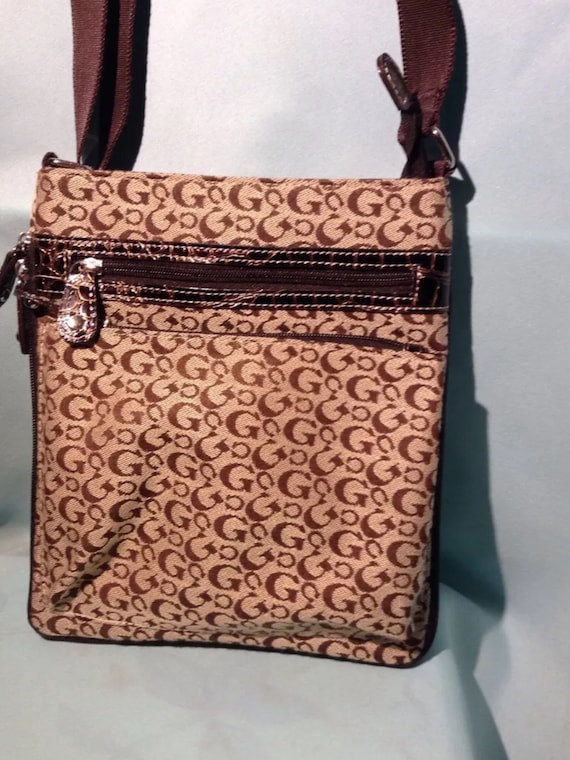 Brown and Beige Messenger Crossbody Handbag