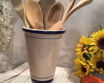 Earthenware / Clay Pottery Vase / Utensil Holder / Vintage