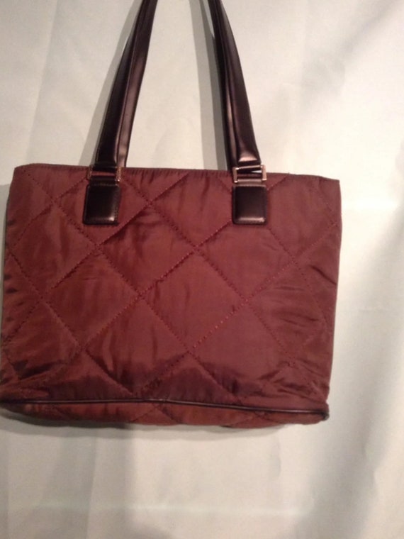 City D N K Y Chocolate Quilted Shoulder Handbag - image 9