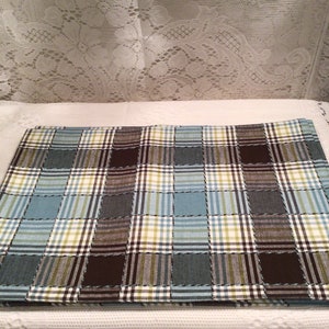 Light Blue, Black And Beige Multicolor Plaid Placemats Set Of 4