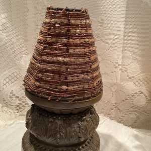 Hand Beaded Amber Small Bell Lamp Shade BOHO
