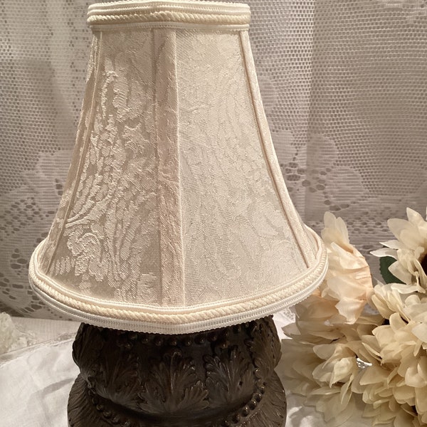 Small Cream Brocade Linen Bell Candlestick Lamp Shade