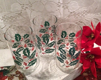 10 oz Christmas Water Glasses Set Of 3