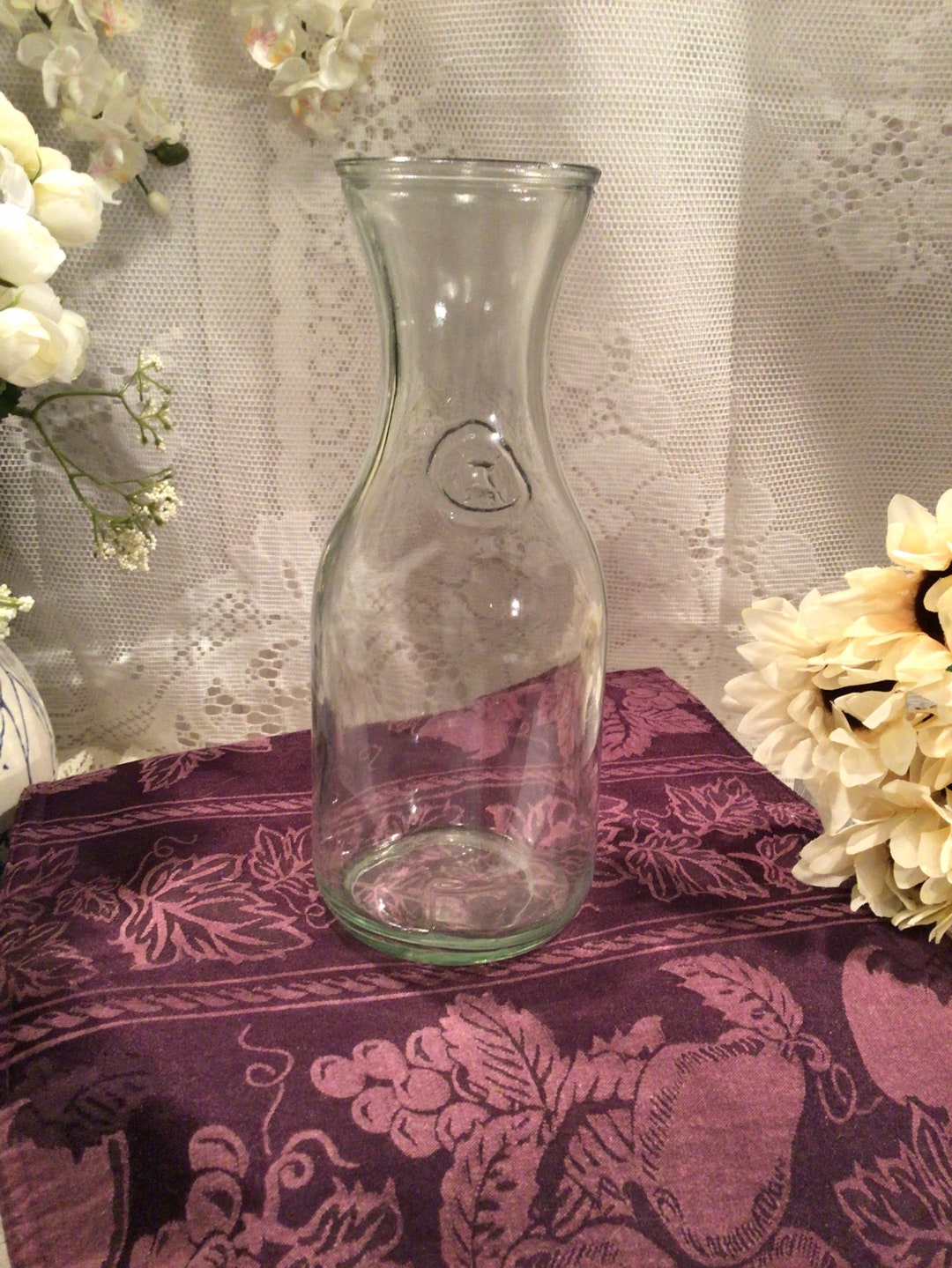 Vintage Clear Juice Water, Beverage Carafe 1qt Stamped Etsy
