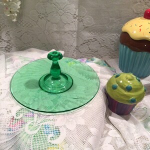 Green Clear Glass Tea Tray Snacks Cookie Sandwich Dessert Dish