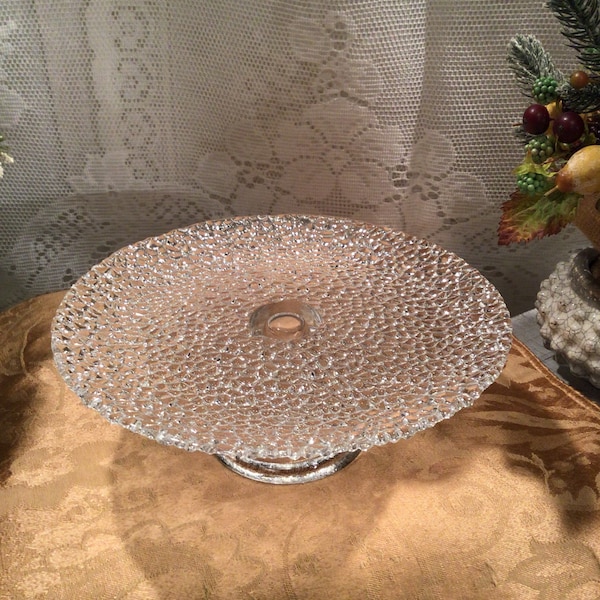 Petite Pedestal Cake Stand With Clear Pebbled Glass Desserts Cupcakes