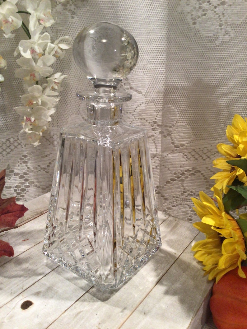 Waterford Crystal Pyramid Mid Century Whiskey Decanter Barware Vintage