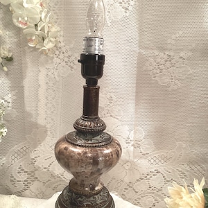 Beige And Bronze Tone Table Lamp