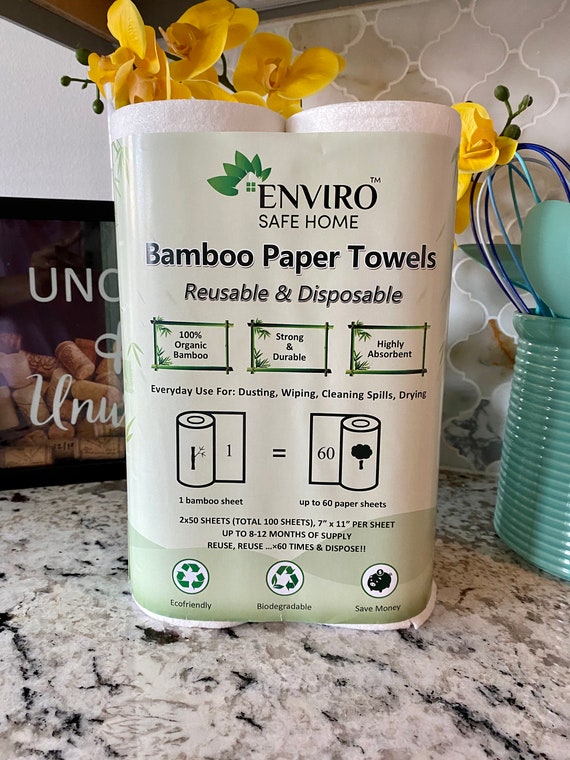 Bamboo Paper Towels 100 Sheets Reusable & Disposable 