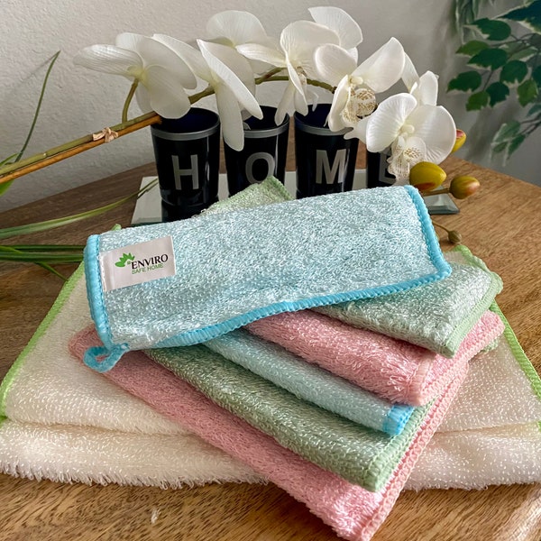 High Quality Bamboo Dish Cloths - Kitchen Cleaning Rags - No Odor, Antibacterial, Absorbent, Eco Friendly, Sustainable - Pack of 8 (2 Sizes)