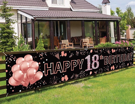 Happy 18th Birthday Backdrop 18 Years Old Party Decoration Banner