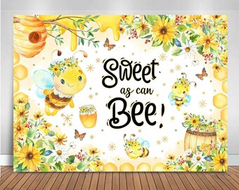 Sweet as Can Bee Baby Shower Backdrop, Bee Baby Shower Banner Vinyl Photo Background, Bumble Honey Bee Themed Baby Shower 7x5ft