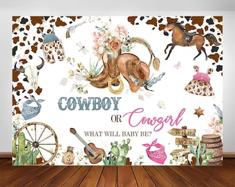 Boots Or Bows Gender Reveal Banner: Western Rodeo Backdrop