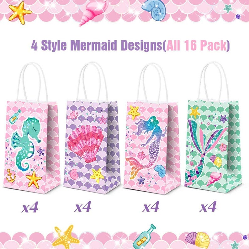 Mermaid Gift Bags 16 Pack Mermaid Party Supplies Under the Etsy