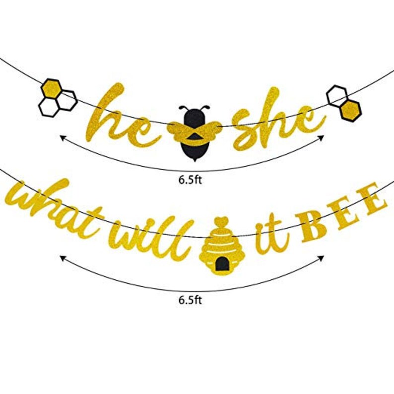 He Or She What Will It Bee Banner Gender Reveal Garland With Etsy He or she what will it bee banner gender reveal garland with etsy