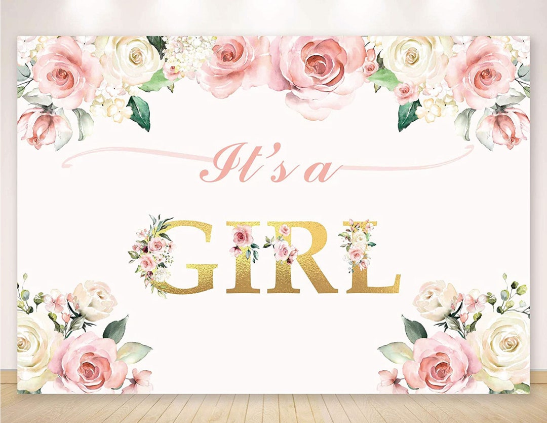 "It's A Girl" Babyparty-Banner – Vinyl-Plakat 150x90 Cm Mit Blumen, Für Fotohintergrund & Deko