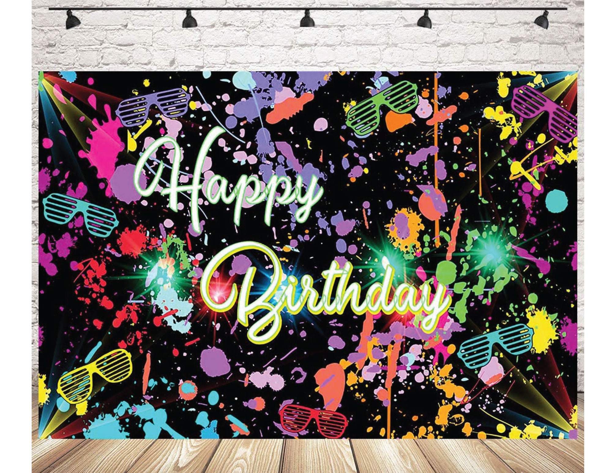 Glow Birthday Party Backdrop Neon Glow Party Decorations Splatter Birthday Party Decorations Lets Glow Birthday