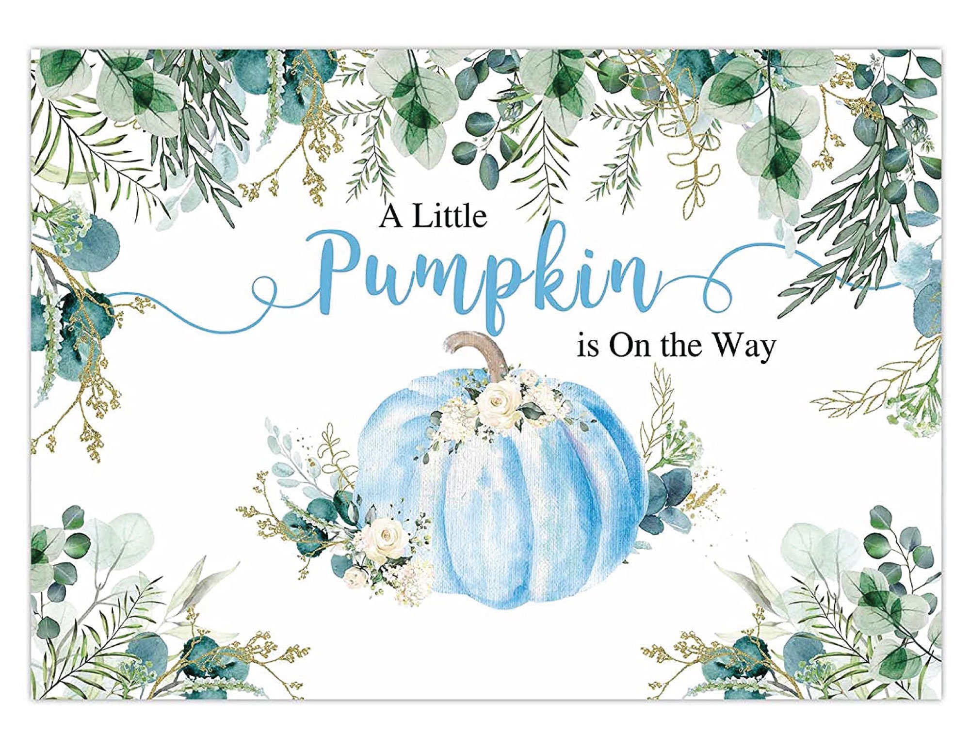 Our Little Pumpkin is on the Way Backdrop Thanksgiving Fall Little Pumpkin Baby Shower Banner Backdrop Blue Pumpkin Baby