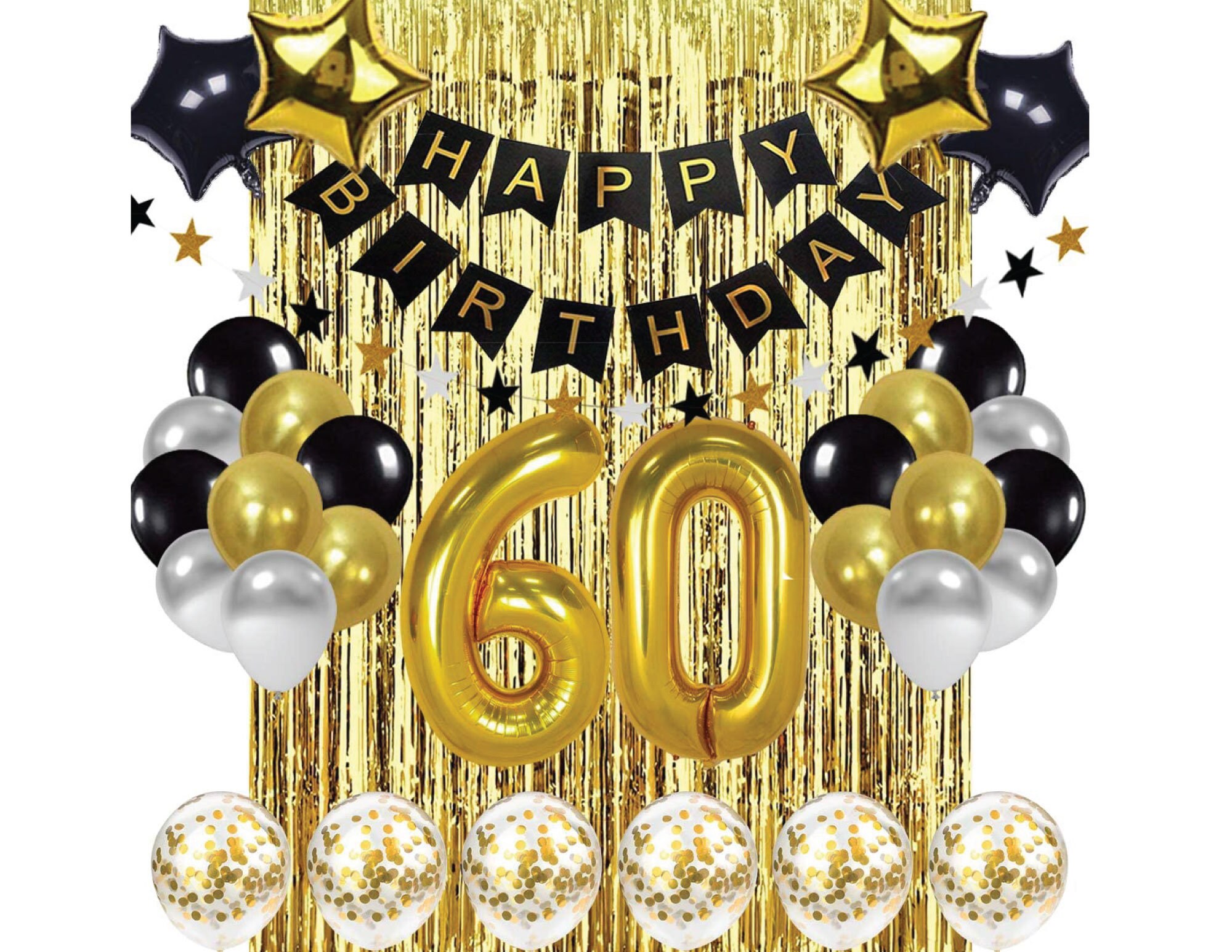 Arche Ballons 30 Ans Anniversaire Homme Décoration Noir Argent Or Arche