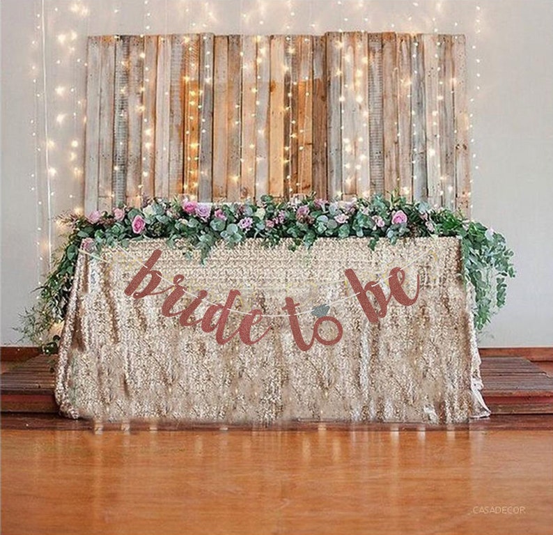 Bachelorette Party Decorations Rose Pink Glittery Bride to Be Banner Bride To Be Banner Bridal Shower Decorations