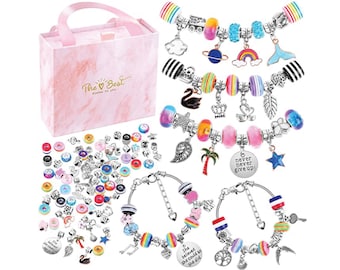 DIY Bracelet craft kit, make your own stretchy bracelets, activity box craft for kids, friendship bracelets, beaded name bracelets 85pcs