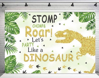 Dinosaur Birthday Backdrop 7x5ft, Dinosaur Birthday Decorations, Large Happy Birthday Banner, Dino Roar Photography Background