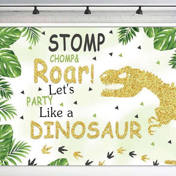 Dinosaur Birthday Backdrop 7x5ft, Dinosaur Birthday Decorations, Large Happy Birthday Banner, Dino Roar Photography Background
