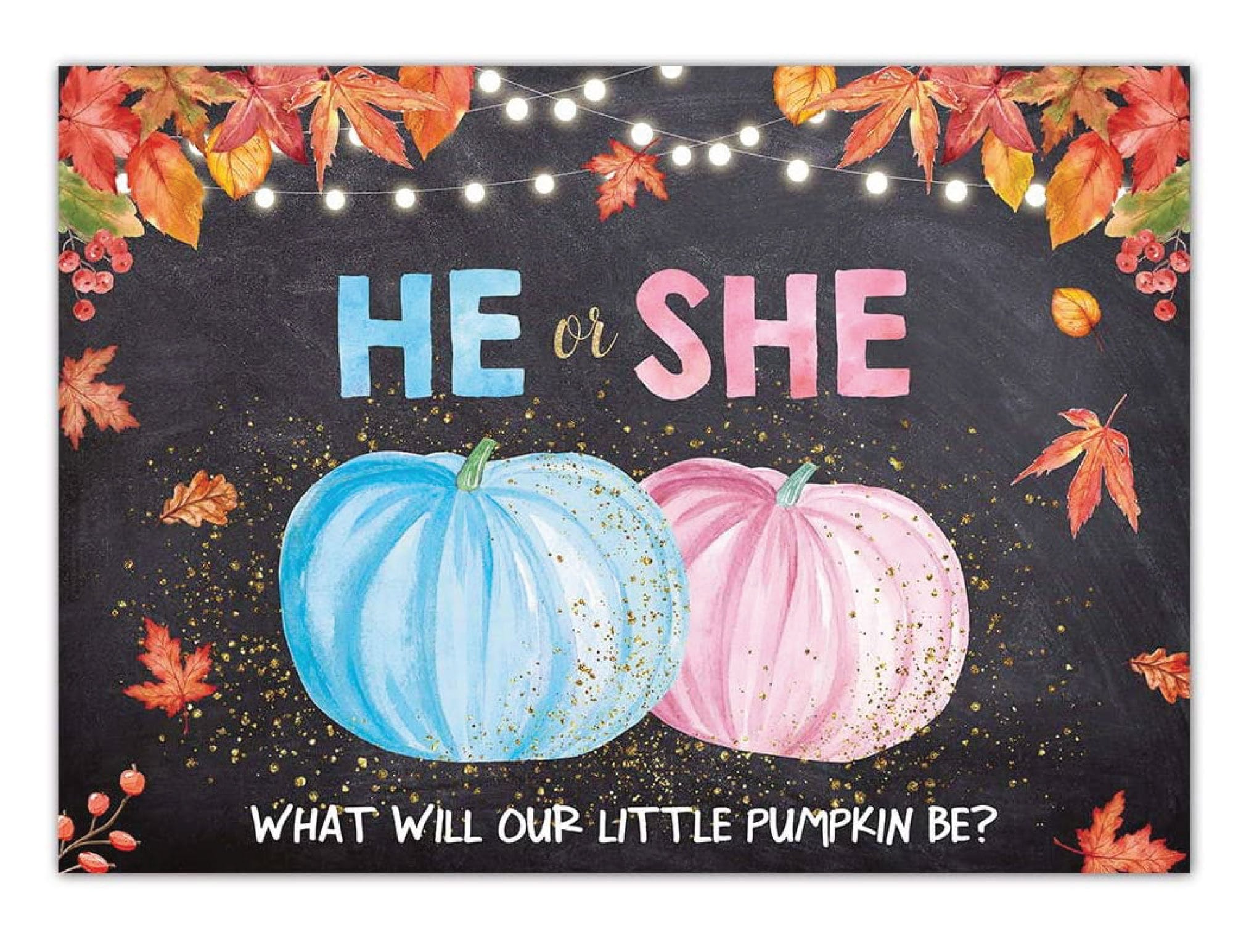 Pumpkin Gender Reveal Party Backdrop Thanksgiving Fall Pink and Blue Pumpkin He or She Banner Backdrop Pumpkin Gender Reveal