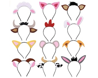 Farm Animals Party Headband Pack of 12, Barnyard Animals Ear Headbands, Barnyard FarmThemed Birthday Party Favors for Kids, Farm Party Gifts