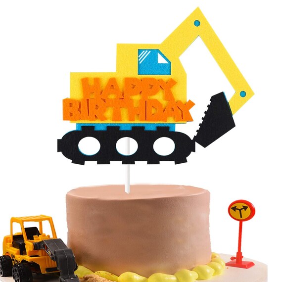 Construction Truck Birthday Cake Topper For Kids Excavator Etsy