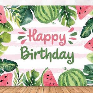 Watermelon Birthday Backdrop Girl Watermelon Birthday Vinyl Photo Background 7x5ft Summer Tropical Fruit Birthday Banner Backdrops