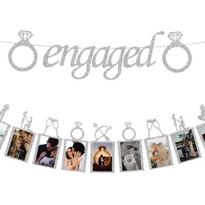 Engagement Photo Banner, Wedding Sign Bridal Shower, Bachelorette Party Decorations, Bridal Shower Decorations, Bride to be Engaged Banner