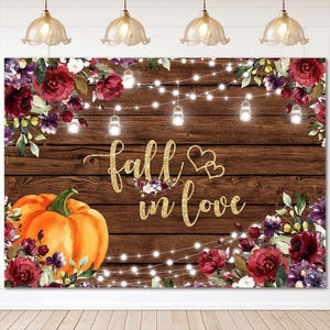 Fall in Love backdrop, Autumn Maple Leaves Background for Fall Themed Bridal Shower, Engagement, Bachelorette Party, Fall Bride to be Banner