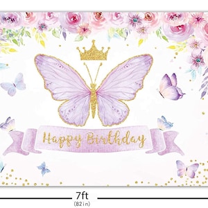 Butterfly Birthday Backdrop Girl Floral Butterfly Birthday - Etsy