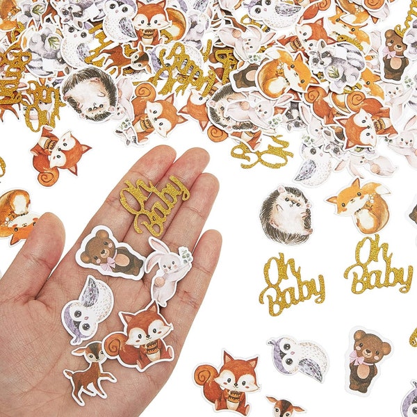 Woodland Animals Confetti, Woodland Animals Baby Shower Table Decorations, Woodland Baby Shower Confetti Gender Reveal Party Decor