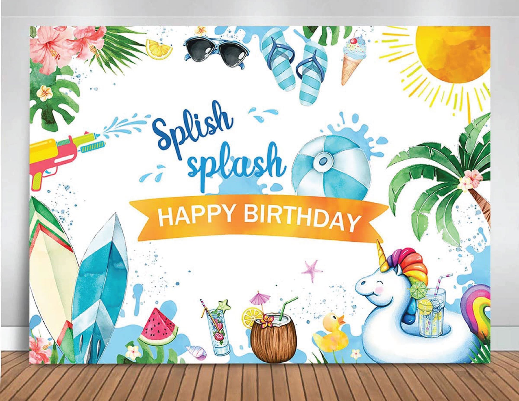 Pool Party Backdrop Summer Beach Pool Party Decorations 