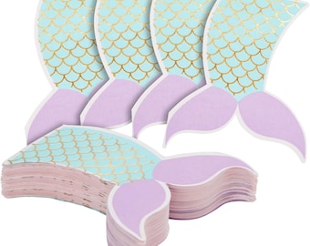 Mermaid Napkins 50PCS, Mermaid Tail Paper Napkins For Birthday Baby Shower, Under the Sea Birthday Decorations