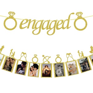 Engagement Photo Banner, Wedding Sign Bridal Shower, Bachelorette Party Decorations, Bridal Shower Decorations, Bride to be Engaged Banner