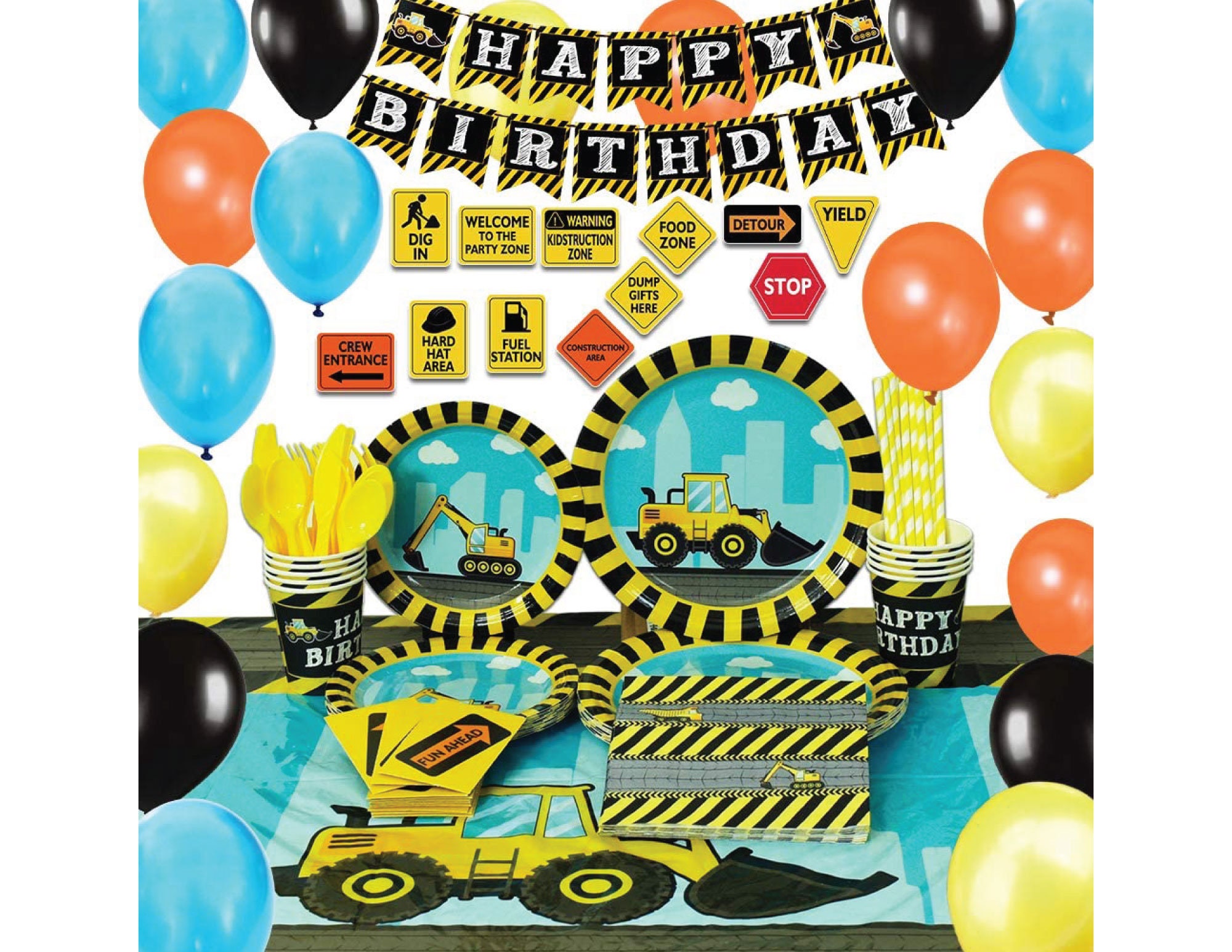Construction Birthday Decoration Serves 16 Dump Truck Party Etsy