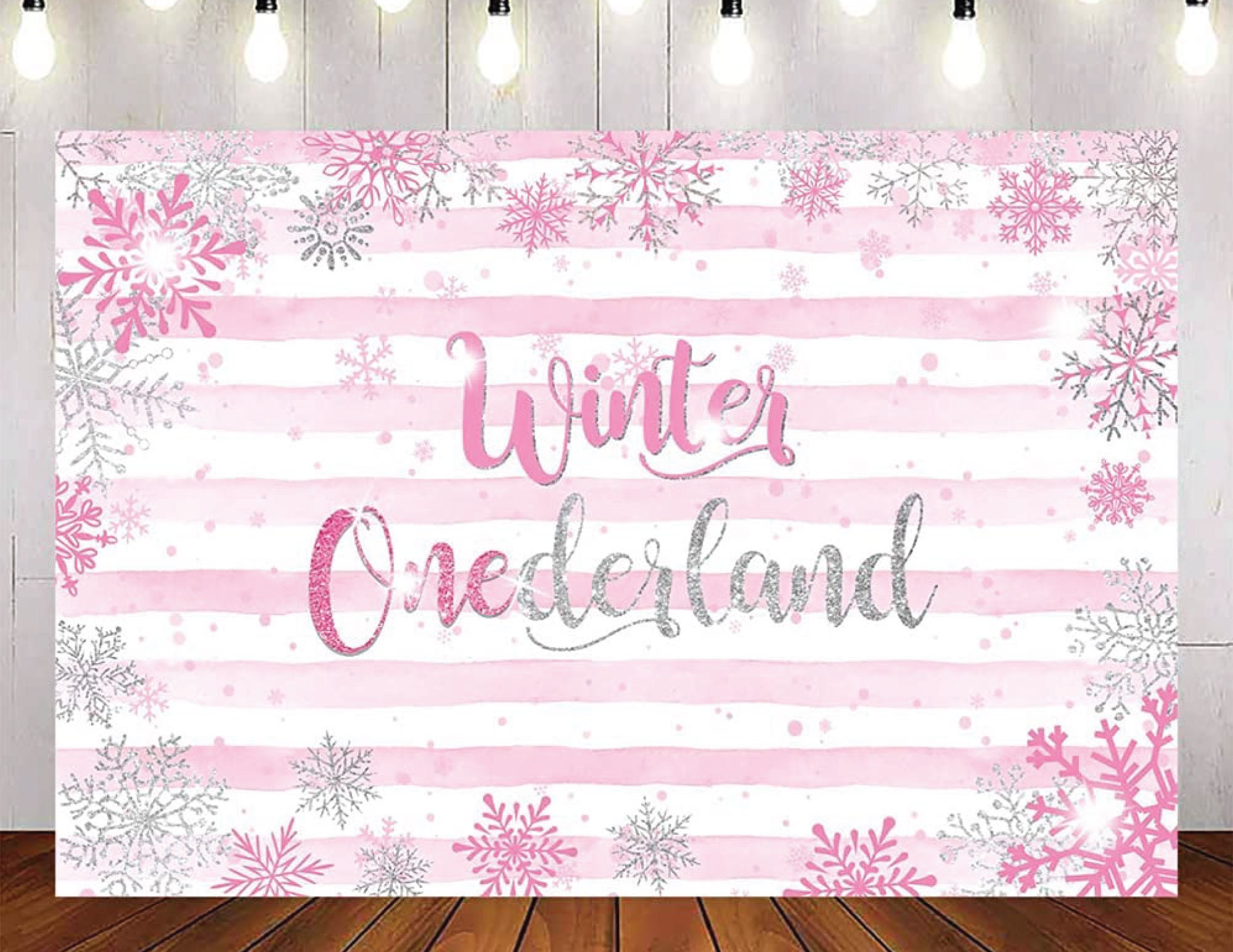 Onederland 1st Birthday Backdrop 5ft x 7ft for Girls Pink