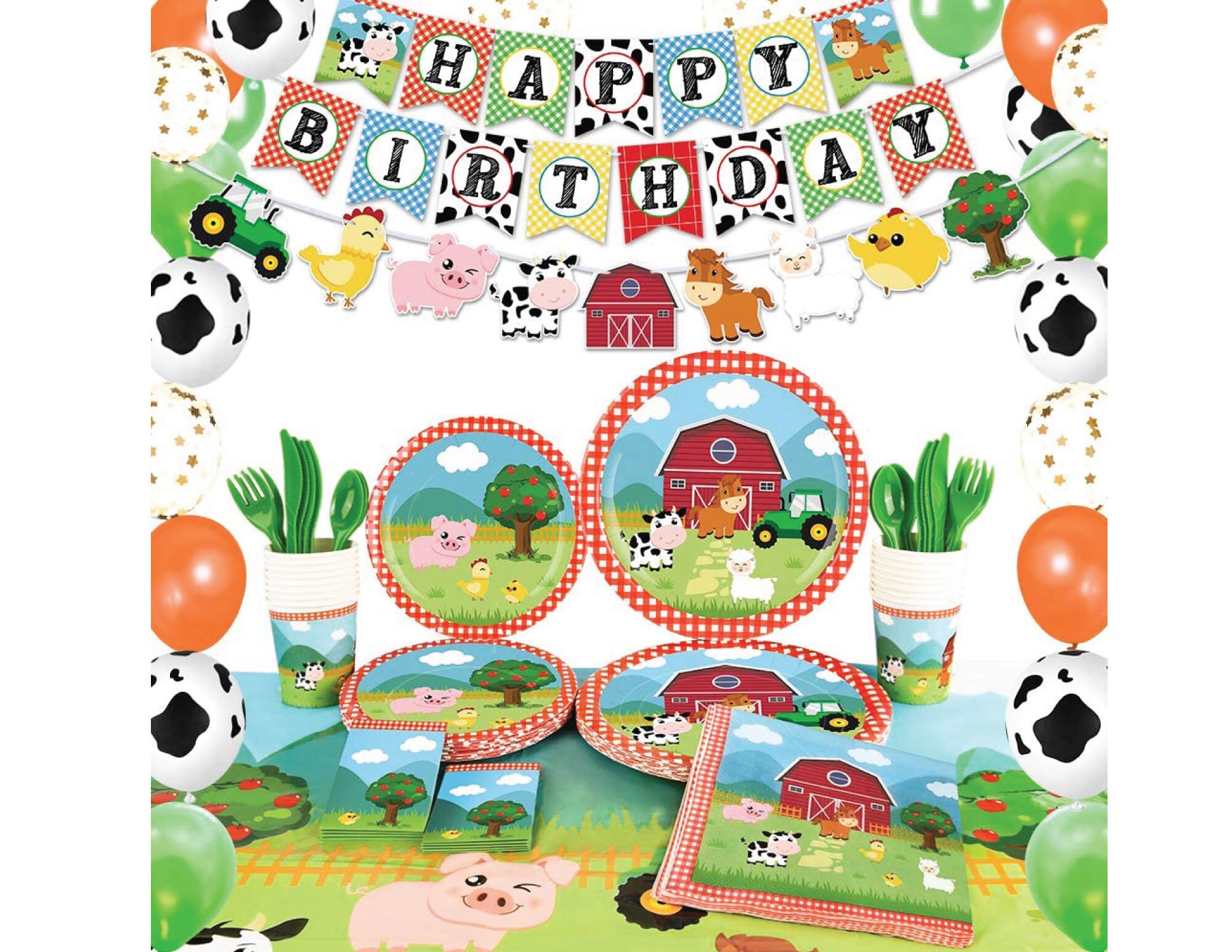 Farm Animals Birthday Party Supplies Serves 16 Barnyard Etsy