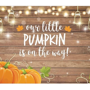 Our Little Pumpkin is on the Way Backdrop, Thanksgiving Fall Little Pumpkin Baby Shower Banner Backdrop, Pumpkin Baby Shower Decoration