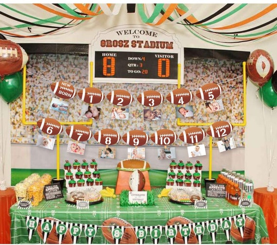Football First Year Down Banner  Football 1st Birthday Decorations –  Swanky Party Box