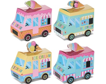 Ice Cream Party Favor Boxes, Ice Cream Truck Treat Boxes, Ice Cream Birthday Party Decor, Ice cream Party Supply, Summer Goodie Candy Boxes